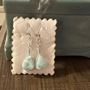 Genuine Turquoise Silver Earrings